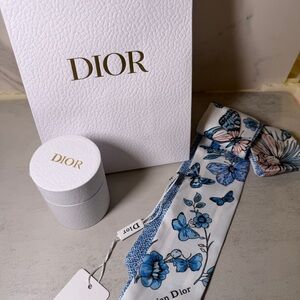 Dior Blue Floral Women's Scarf with little box to go in and a bag- new all